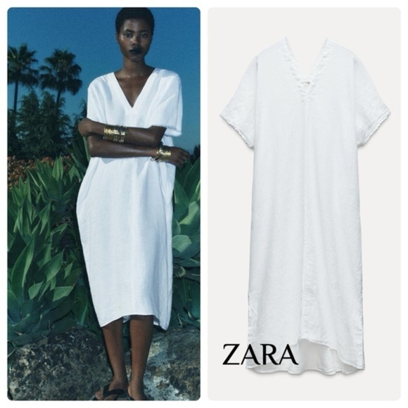 ZARA WOMEN LINEN BLEND TUNIC DRESS ZW COLLECTION - Picture 1 of 3